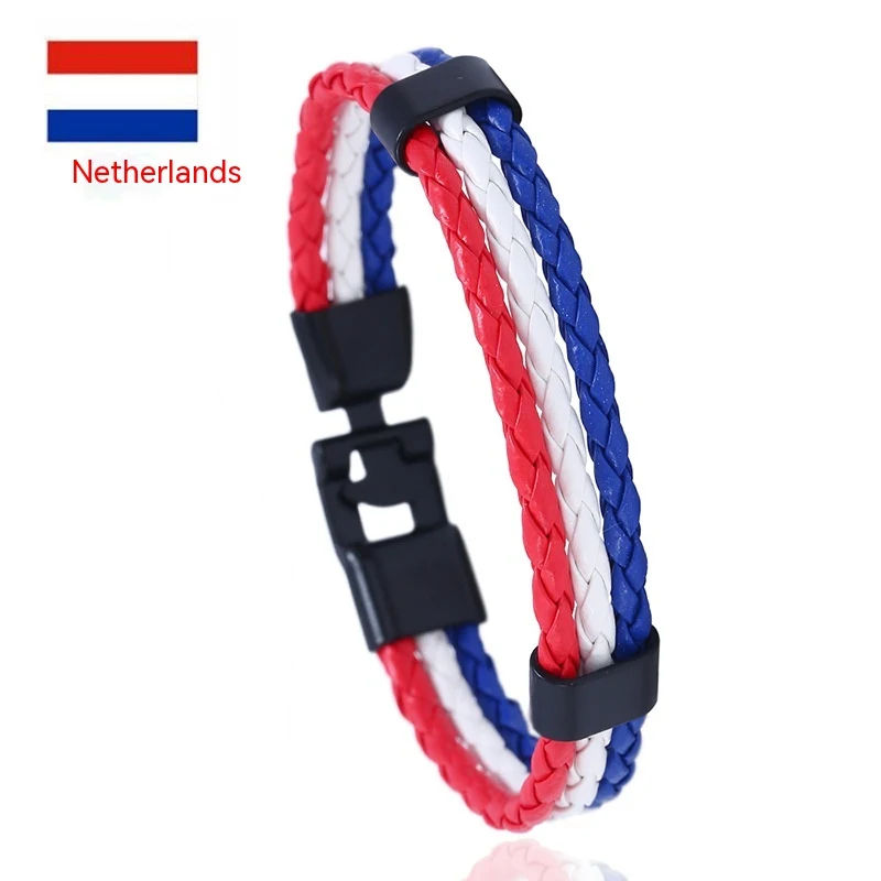Pulsera Edición Conmemorativa Multinacional de Cuero PU Trenzado Celebra tus viajes con esta pulsera única y duradera.