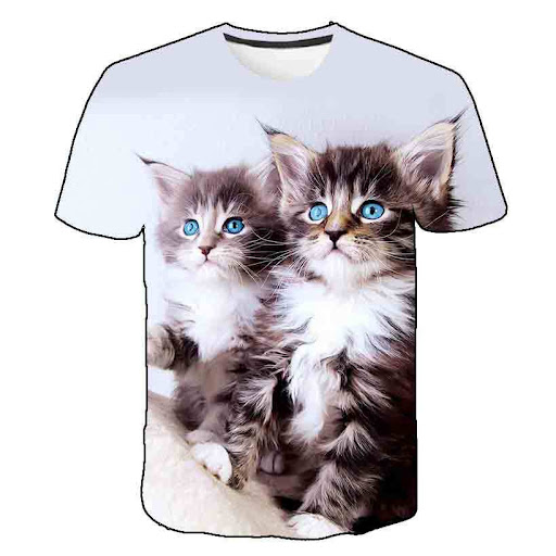 Title 35, Summer Kids Korean Kitty Print Short Sleeve Tee...