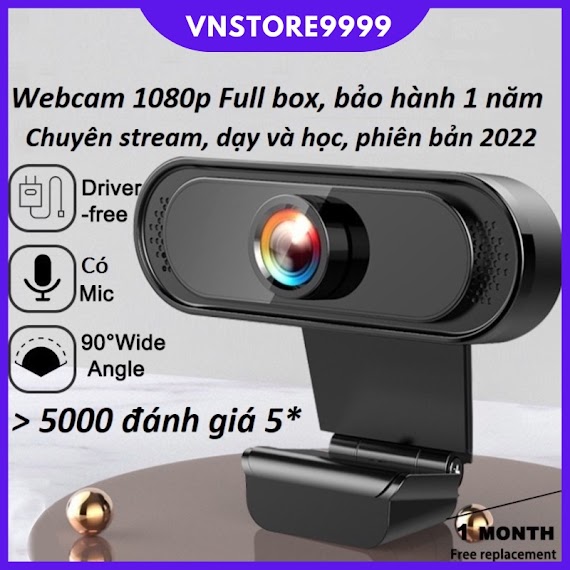 Webcam Máy Tính Có Mic Full Hd 1080P Full Box Siêu Nét Dùng Cho Pc Laptop