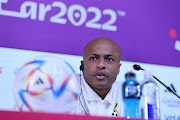 Ghana captain Andre Ayew attends a press conference at Qatar National Convention Centre in Doha, Qatar on November 23 2022. Ghana face Portugal in their World Cup Group H match November 24. 