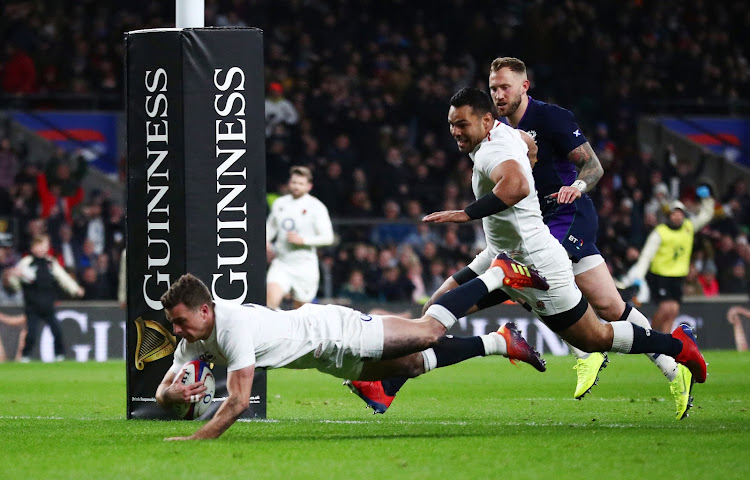 England's George Ford scores a try during a recent match