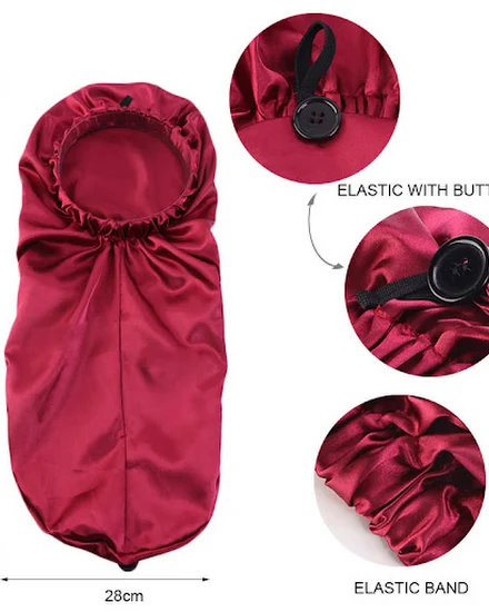 Long Satin Bonnet Sleep Cap Extra Large Silk Sleeping Hij... - 3