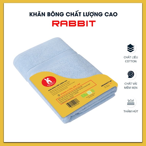 Khăn Tắm Cao Cấp Rabbit 70X140Cm Với Sợi Bông Cotton Dày Thấm Hút Tốt, Không Ra Màu, Không Đổ Lông, Hàng Xuất Khẩu