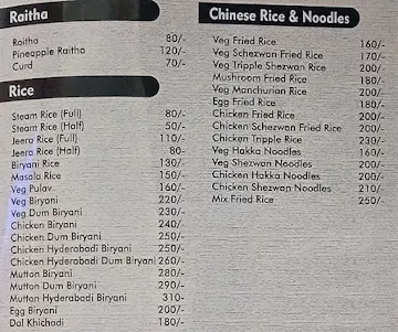 Hotel Rajwada menu 