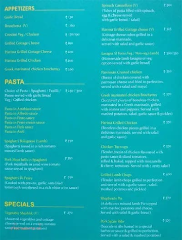 The Yellow Tree menu 