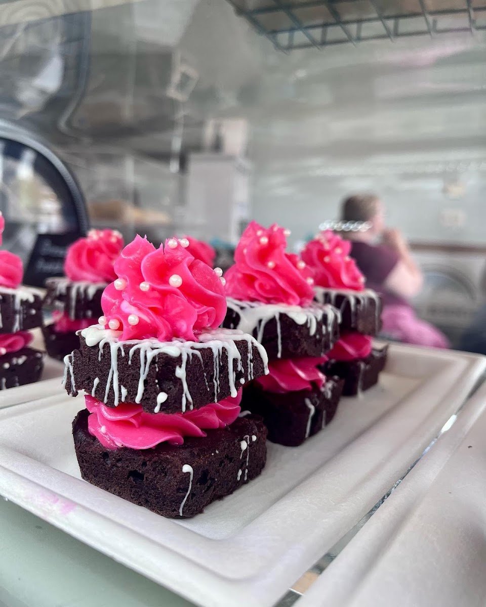 GF Brownie Stacks with American Buttercream Icing for Breast Cancer Awareness