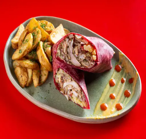 Grilled Chicken With BBQ In Beetroot Wrap