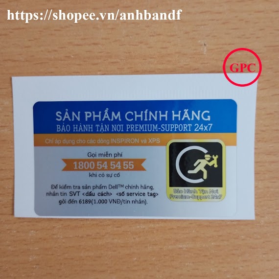 Nhãn Trang Trí Laptop Dell Màu Trắng - Xanh