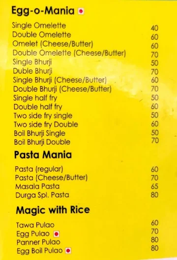 Cafe Durga menu 