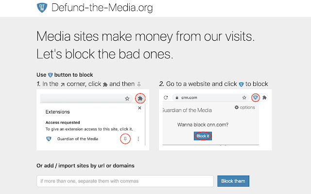 Defund the Media chrome extension