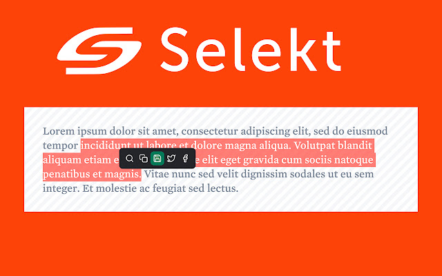 Selekt - One click actions for text selection chrome extension