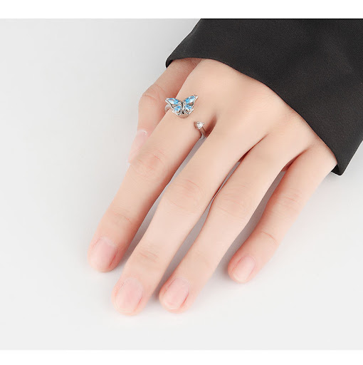 Title 5, S925 Sterling Silver Butterfly Spinning Ring Wo...