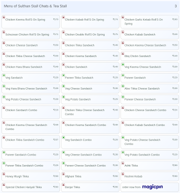Sulthan Stall Chats & Tea Stall menu 