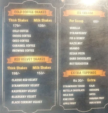 King Of Thickshakes menu 