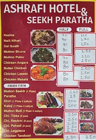 Ashrafi Hotel & Seekh Paratha menu 1