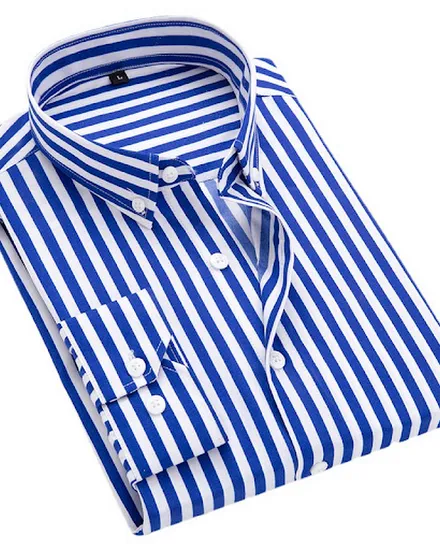 Classic Striped Shirt Men's Single-breasted Long-sleeved ... - 2