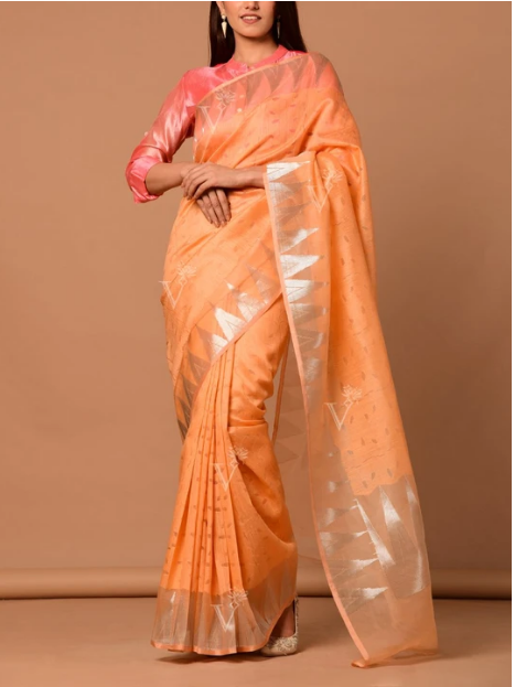 Light Peach Banarasi Silk Handloom Saree
