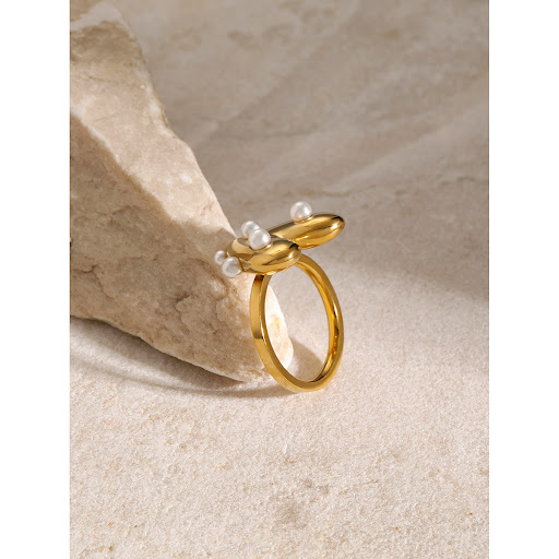 Title 7, 18K Gold Stainless Steel Ring with Sticky Plast...