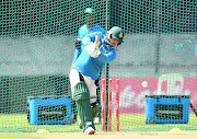 Quinton de Kock bats during the South African national cricket team training session at Eurolux Boland Park on November 25 2020 in Paarl. 