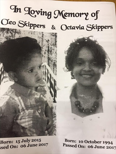 Photographs of Octavia Skippers and her daughter Cleo in the funeral programme . Image by Petru Saal.