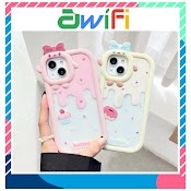 Ốp Lưng Iphone Nơ Camera Hình Vuông Cream Cake 6/6Splus/7/7Plus/8/8Plus/X/Xs/11/12/13/Pro/Max/Plus/Promax - Awifi B5 - 18