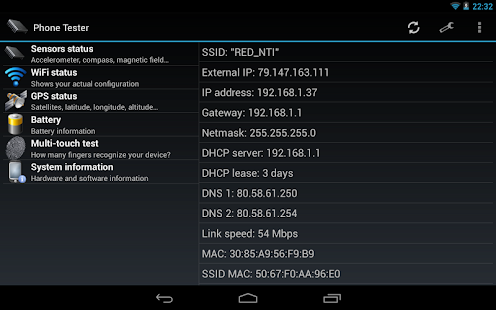 Phone Tester (hardware info) Bildschirmfoto