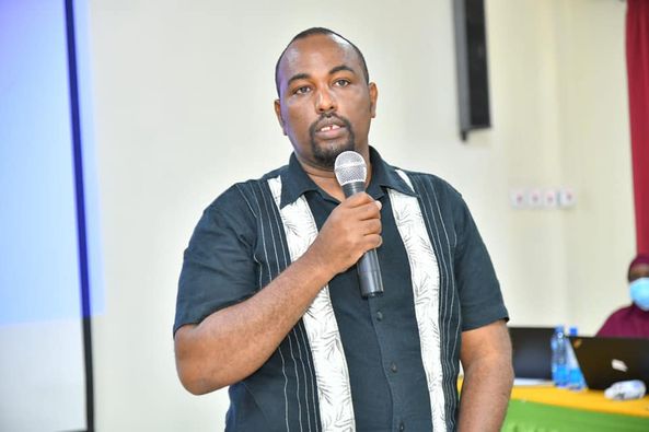 Garissa county secretary Abdi Ali addressing participants when he opened a public financial management seminar on Wednesday, March 30.