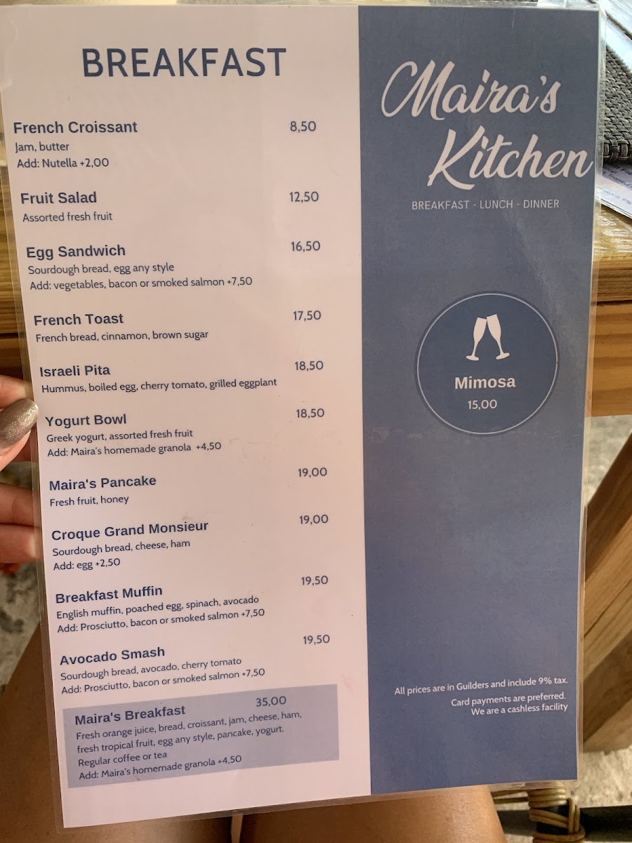 Maira's gluten-free menu