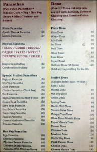 Paranthas and Dosas menu 1