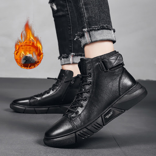 Title 3, Mens New Leather Plush Martin Boots Casual. En...