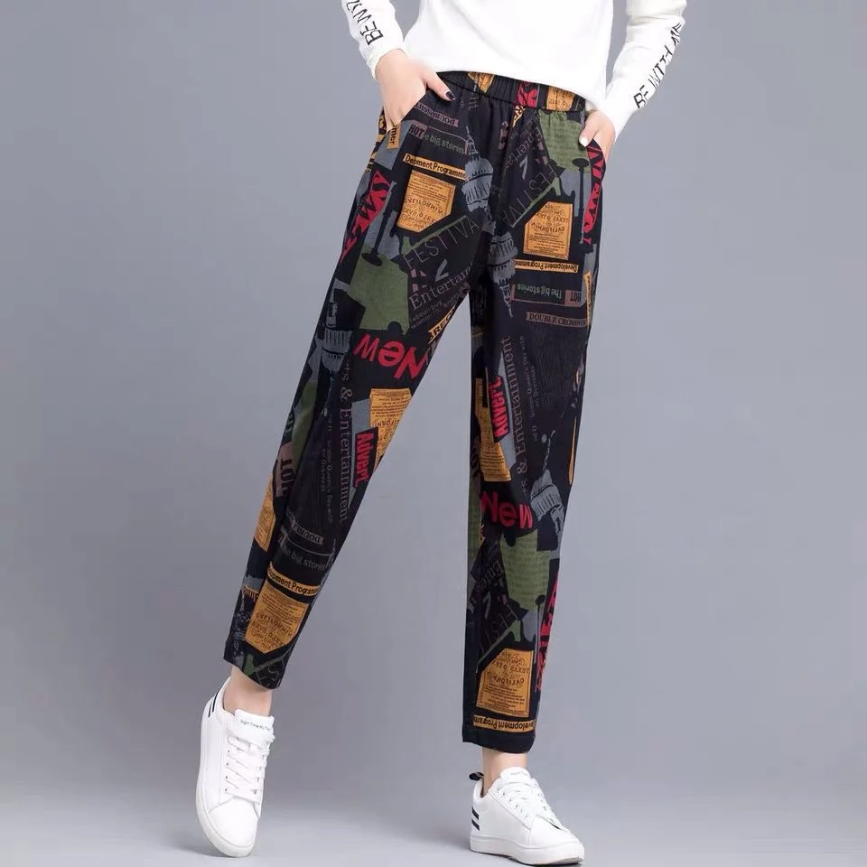 Title 2, Pantalones Harem Casuales Estampados de Zanahor...