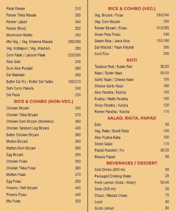 Zest Restaurant menu 