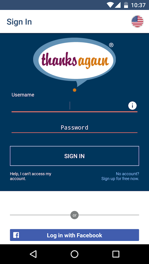 Android application Thanks Again screenshort