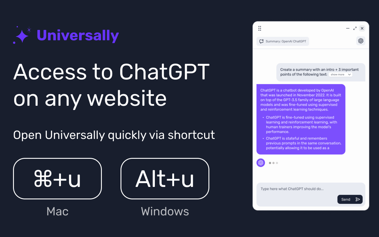 Universally - ChatGPT on any website Preview image 2