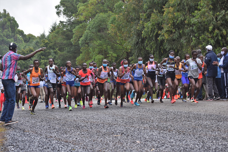 Women athletes at the start of the 2020 Eldama-Ravine Half Marathon in Baringo