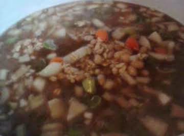 Beef Oatmeal Bean Stew in crockpot