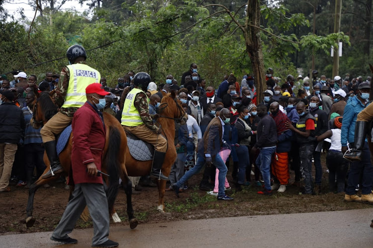 Kenyans outside the Bomas of Kenya on October 26, 2020.