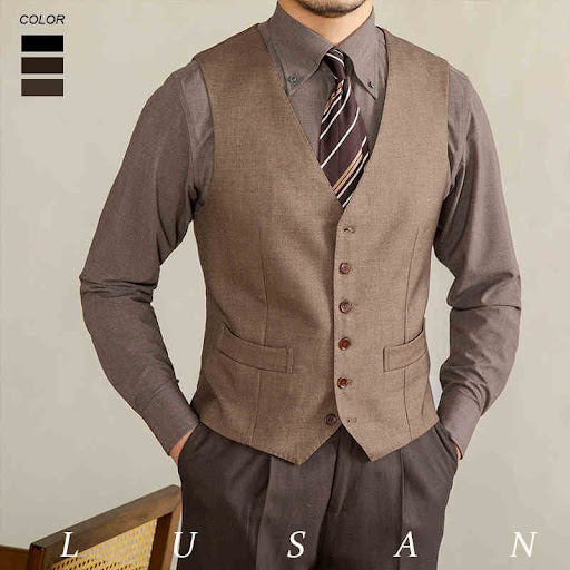 Title 4, Retro Italian V-neck suit vest for men. Stylish...