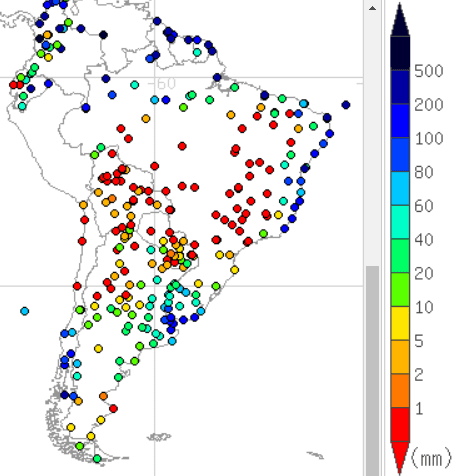 2017年7月の南米の降水量