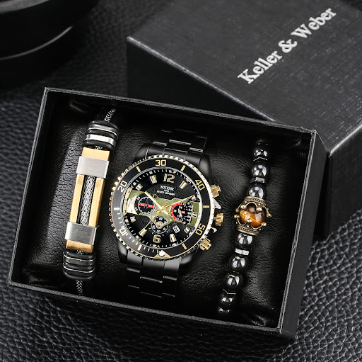 Title 6, Fake Three Eye Watch Bracelet Set for men, a st...