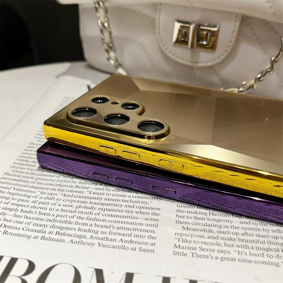 Custodia per telefono in acrilico con motivo a diamante, colore solido, protegge il tuo cellulare con stile ed eleganza, resistente a urti e graffi.