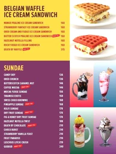 Cream & Fudge menu 