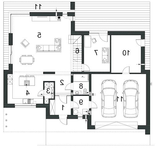 Nowatorski D57 wariant I - Rzut parteru