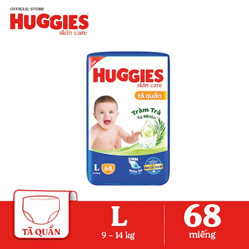 Tã quần Huggies Skincare Tràm Trà Tự Nhiên L68 miếng (L)