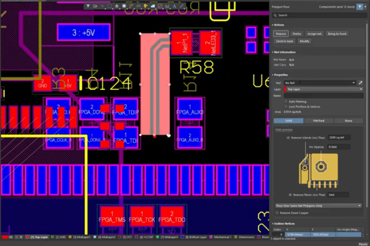 Coplanar waveguide routing in Altium Designer