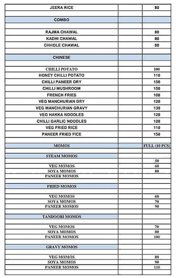 JFC - Just Food Calling menu 