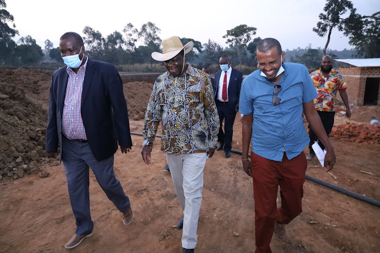 Petroleum and Mining CS John Munyes and Kakamega Governor Wycliffe Oparanya at the site