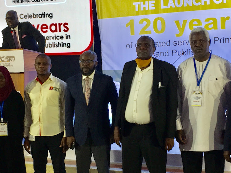 New Vision CEO Don Wanyama, Haji Yunus Kakande PS in the office of the President and UPPC Ag. MD Kenneth Oluka after the launch of celebration to mark UPPC's 120th Anniversary