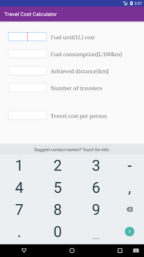 Screenshot Travel Cost Calculator