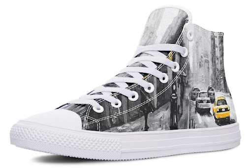 Title 2, Printed Couple High-top Canvas Shoes. Comfortab...